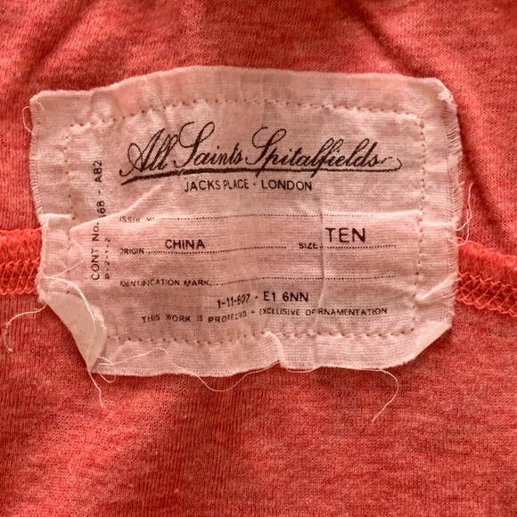 All Saints tank tops. Size 10. Colours blue, coral, and green. - Picture 4 of 5